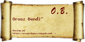 Orosz Benő névjegykártya